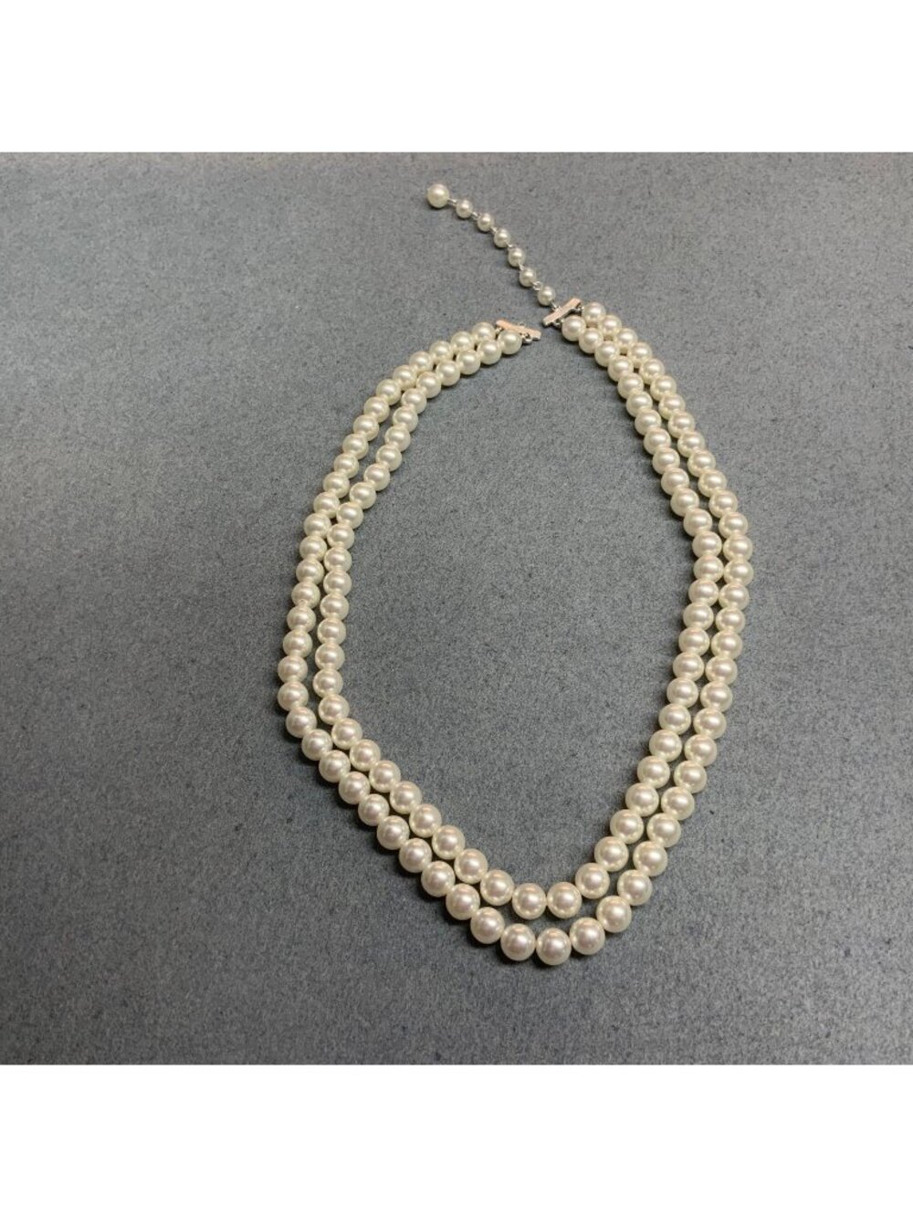 Vintage Double Strand Necklace 17 In AS IS White Pearl Silver Elegant Classic